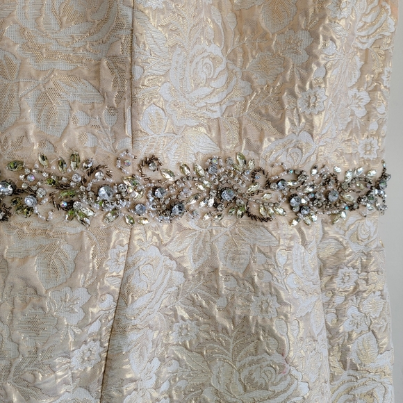 Jovani Beaded Bodycon Floral Print Layered Hem Maxi Gown - Picture 4 of 9